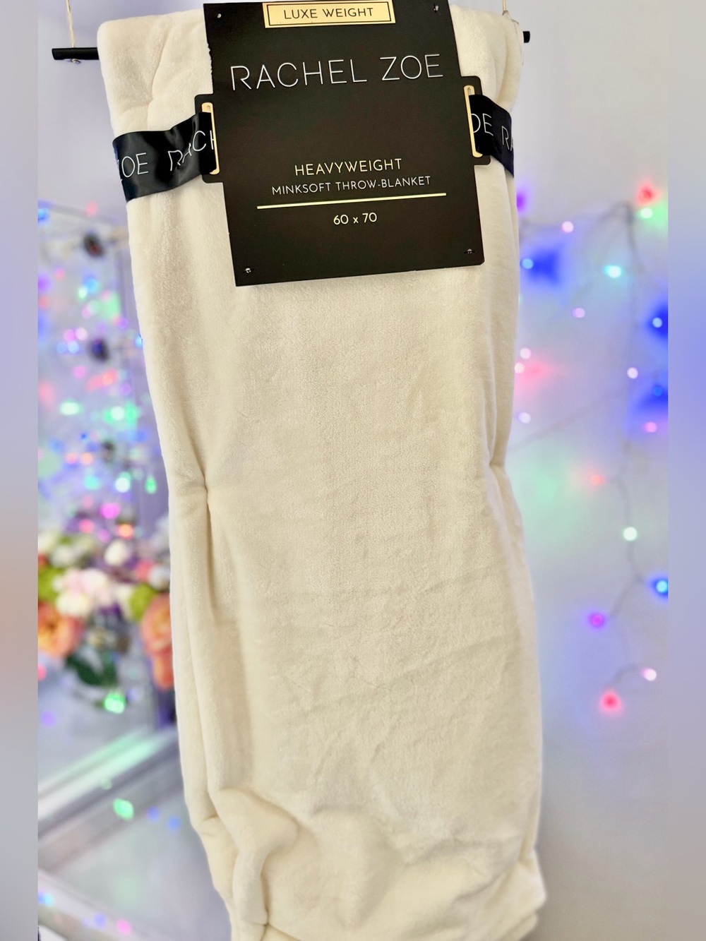 RACHEL ZOE heavy minksoft faux fur soft luxe cream white ivory throw blanket - Picture 2 of 4
